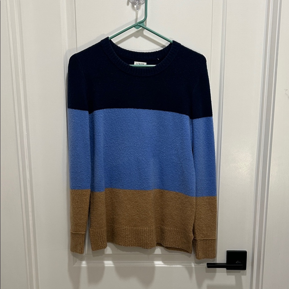 J. Crew Women's Colorblock Crewneck Sweater - Black, Blue, and Brown